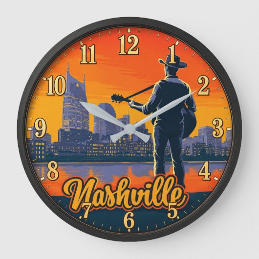 Nashville Tennessee ラージ壁時計 (正面)