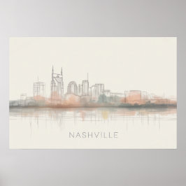 Nashville Tennessee Skyline Abstract Art ポスター