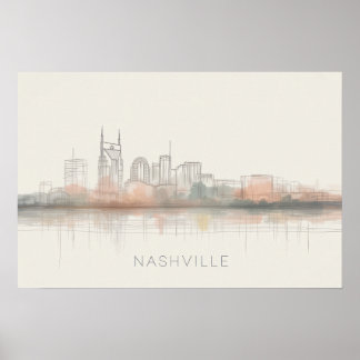 Nashville Tennessee Skyline Abstract Art ポスター