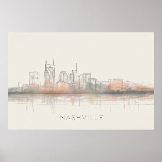 Nashville Tennessee Skyline Abstract Art ポスター (正面)