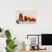Nashville Tennessee Skyline Abstract Art ポスター (ホームオフィス)