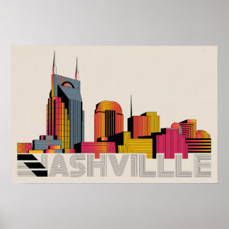 Nashville Tennessee Skyline Abstract Art ポスター