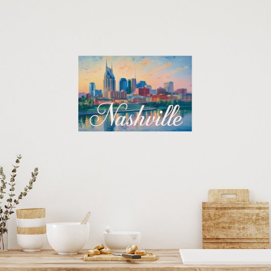 Nashville Tennessee Skyline Impressionist ポスター (キッチン)