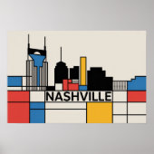 Nashville Tennessee Skyline Modern Art ポスター (正面)