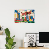 Nashville Tennessee Skyline Pop Art Print ポスター (ホームオフィス)