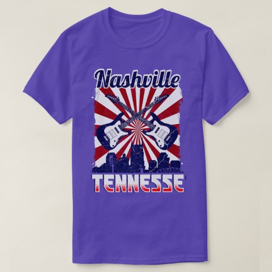 Nashville Tennessee Skyline Retro Country Music Tシャツ (デザイン正面)
