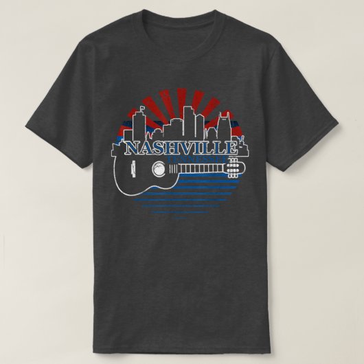 Nashville Tennessee Skyline Retro Country Music Tシャツ (デザイン正面)