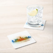 Nashville Tennessee Skyline watercolor art v3 スクエアペーパーコースター (インサイチュ)