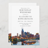 Nashville Watercolor Birthday Weekend 招待状 (正面/裏面)