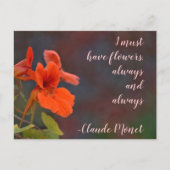 Nasturtiumフローラ私は花を持っている必要があるモネ引用文 ポストカード (正面)