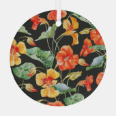 Nasturtium Orange：水色ダークパターン。 ガラスオーナメント (裏面)