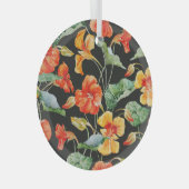 Nasturtium Orange：水色ダークパターン。 ガラスオーナメント (正面右)