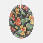 Nasturtium Orange：水色ダークパターン。 ガラスオーナメント (正面左)