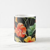 Nasturtium Orange：水色ダークパターン。 コーヒーマグカップ (中央)