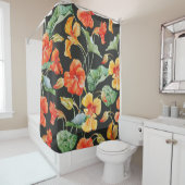 Nasturtium Orange:水色ダークパターン。 シャワーカーテン (インサイチュ)