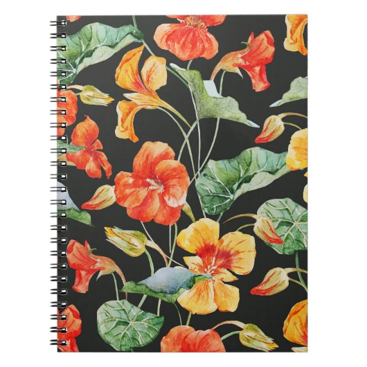 Nasturtium Orange:水色ダークパターン。 ノートブック (正面)