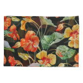 Nasturtium Orange：水色ダークパターン。 枕カバー (裏面)