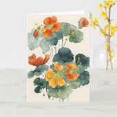 Nasturtium - Watercolor flowers カード (黄色い花)