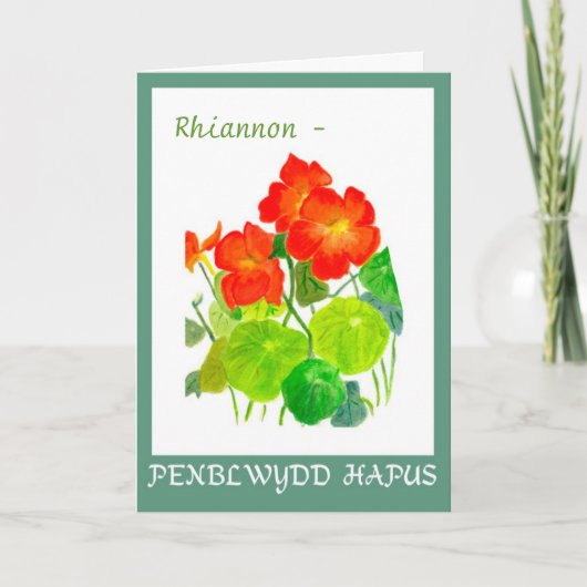 Nasturtiums誕生日カードをパーソナライズ：ウェールズ カード (正面)