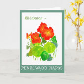 Nasturtiums誕生日カードをパーソナライズ：ウェールズ カード (黄色い花)