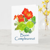 Nasturtiums誕生日カード – イタリアン Greeting カード (黄色い花)