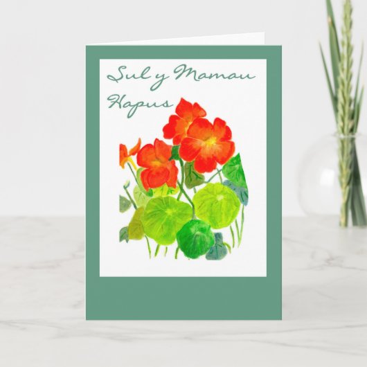 Nasturtiums Mother's Day Card: Welsh Greeting カード (正面)