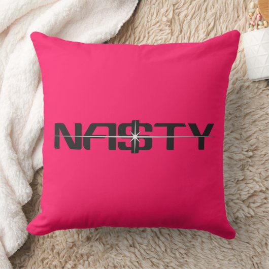 NASTY Statement Throw Pillow クッション (ブランケット)