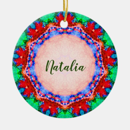 NATALIA Christmas Fractal Personalised セラミックオーナメント (正面)