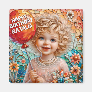 NATALIA~ Happy Birthday ~ Cute Girl Balloon ~  マグネット
