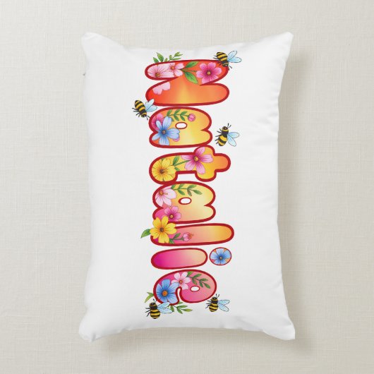 Natalie - Personalized Bee Pillow アクセントクッション (正面(垂直))