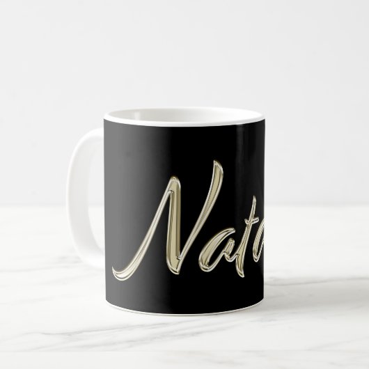 Natalie white gold Handwriting Tasse Kaffeetasse コーヒーマグカップ (正面左)