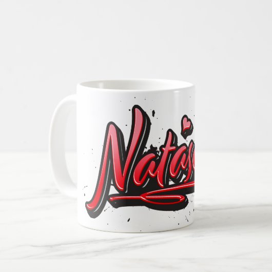 Natascha red Heart Graffiti Tasse Kaffeetasse コーヒーマグカップ (正面左)