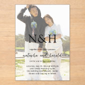 Natasha Photo Monogramモダン結婚's アクリル招待状 (正面)