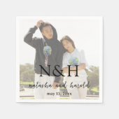 Natasha Photo Monogramモダン結婚's スタンダードカクテルナプキン (正面)