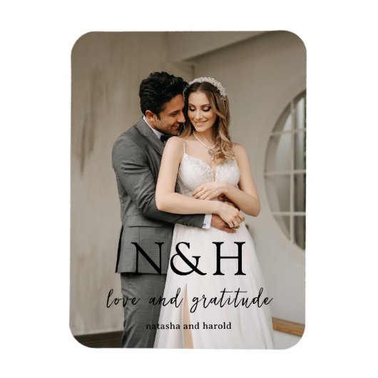 Natasha Photo Monogramモダン結婚's マグネット (縦)