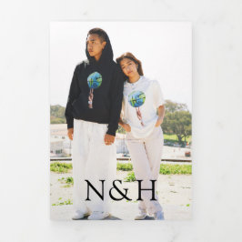 Natasha Photo Monogramモダン結婚's 三つ折り招待状