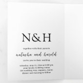 Natasha Photo Monogramモダン結婚's 三つ折り招待状 (内部最初)