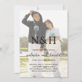 Natasha Photo Monogramモダン結婚's 招待状