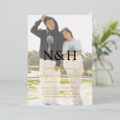 Natasha Photo Monogramモダン結婚's 箔招待状 (立ち正面)