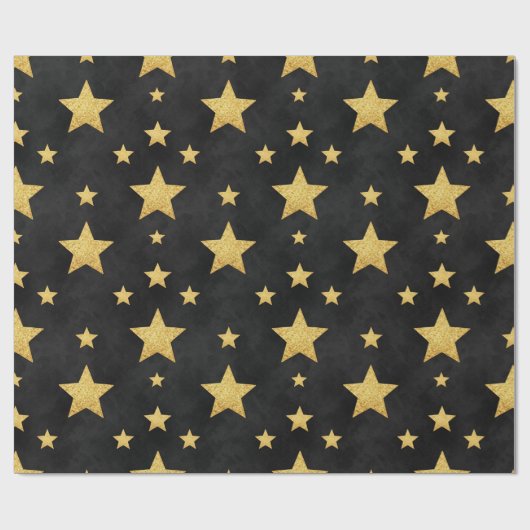 Natasha Usによって黒に黄金の星 ラッピングペーパー (フラット)