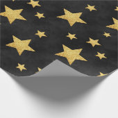 Natasha Usによって黒に黄金の星 ラッピングペーパー (角)