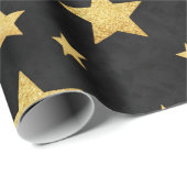 Natasha Usによって黒に黄金の星 ラッピングペーパー (ロールコーナー)