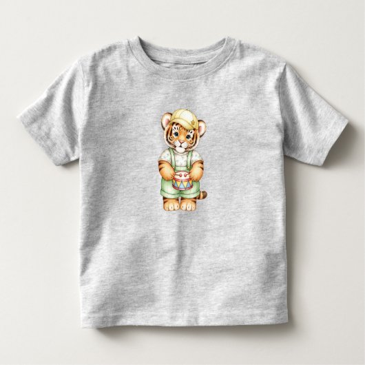 Natasha Usによるおもちゃのドラムと虎の子 トドラーTシャツ (正面)