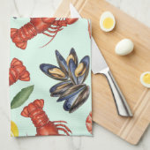 Natasha Usによるシーフードミックス キッチンタオル (四つ折り)