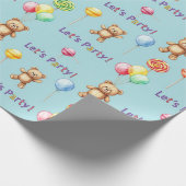 Natasha Usによるテディベア、バルーン、キャンディー ラッピングペーパー (角)