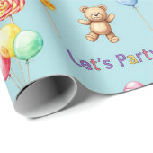 Natasha Usによるテディベア、バルーン、キャンディー ラッピングペーパー (ロールコーナー)