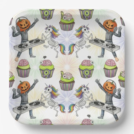 Natasha Usによるハロウィーンディスコ ペーパープレート (正面)