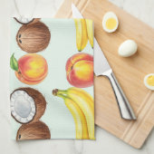 Natasha Usによるバナナ、桃、ココナッツ キッチンタオル (四つ折り)