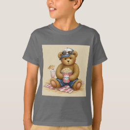 Natasha Usによるビーチ上のポップコーンでテディ Tシャツ