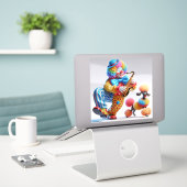 Natasha Usによるプードルとサックスとのピエロ シール (デスク上のノートパソコン)